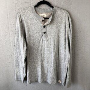 Filson Henley Shirt Mens 2XL Gray Long Sleeve Pullover Cotton Blend Casual